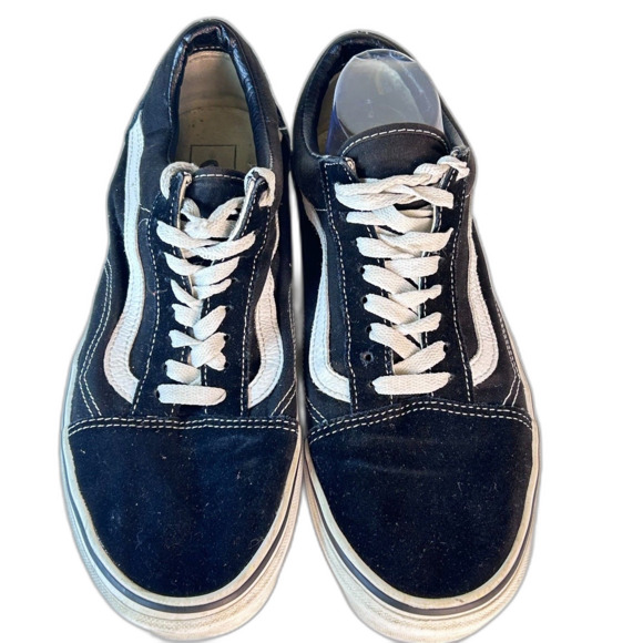 Vans Unisex Black Canvas White Detail Old Skool Sneaker Size M 10.5/W 12 - Picture 4 of 14